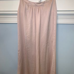 Pink satin maxi skirt